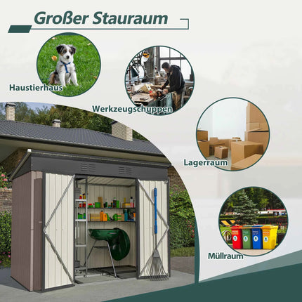 8x4 FT Metal Tool Shed Garden House Including Metal Foundation (without Floor), Weatherproof Garden Shed