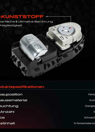 Interruttore Alzacristallo Lato Guida Frankberg 1x per Mercedes-Benz W205 Vito W447 2059056911 A2059050202 2059050202 A2059056911