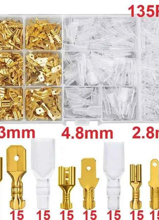 Male Female Wire Box Insulated Cable Macho Connector 2.8/6.3mm Electrical Crimp Terminals Termin Spade Connectors Assorted Kit