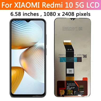 Schermo da 6,58" per Xiaomi Redmi 10 5G Display LCD Touch Screen digitale con cornice per Redmi 10 5G 22041219 G, 22041219 NY