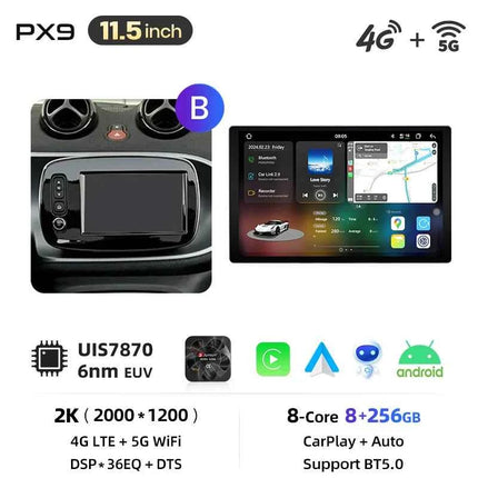 Junsun 8 Core Wireless CarPlay Android Auto Car Radio For Mercedes Benz Smart 453 Fortwo 2014-2020 4G WiFi GPS Navigation Stereo