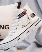 Men's Canvas Vulcanized High-Top Plateau Breathable Casual Sneakers Trainers Sturdy Sneakers