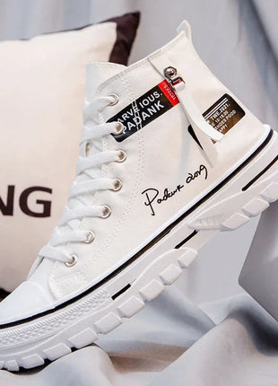 Men's Canvas Vulcanized High-Top Plateau Breathable Casual Sneakers Trainers Sturdy Sneakers