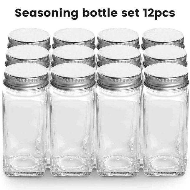 12pcs Seasoning Bottle 120ml Clear Plastic Spice Jar Spice Pepper Salt Storage Bottle Container w/ funnel Kitchen Gadget Tool