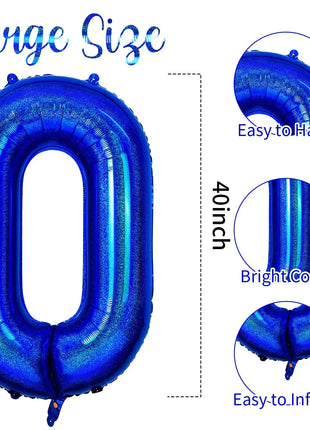 Palloncino laser blu da 40 pollici digitale 0123456789 Palloncino a elio foil Ragazzi Ragazze Compleanno Decorazioni per feste blu Palloncino Bluey