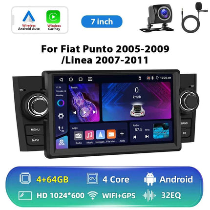 Podofo 4+64G Carplay Android Car Multimedia Player For FIAT Punto 2005-2009 Linea 2007-2011 Android Auto Autoradio GPS BT FM/RDS