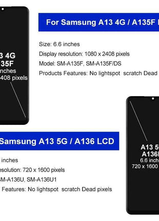 IPS For Samsung Galaxy A13 4G LCD SM-A135F SM-A135M Display Touch Screen Digitizer Replace For Samsung A13 5G Display SM-A136U