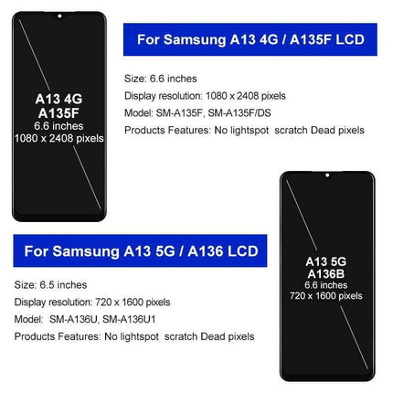 IPS For Samsung Galaxy A13 4G LCD SM-A135F SM-A135M Display Touch Screen Digitizer Replace For Samsung A13 5G Display SM-A136U