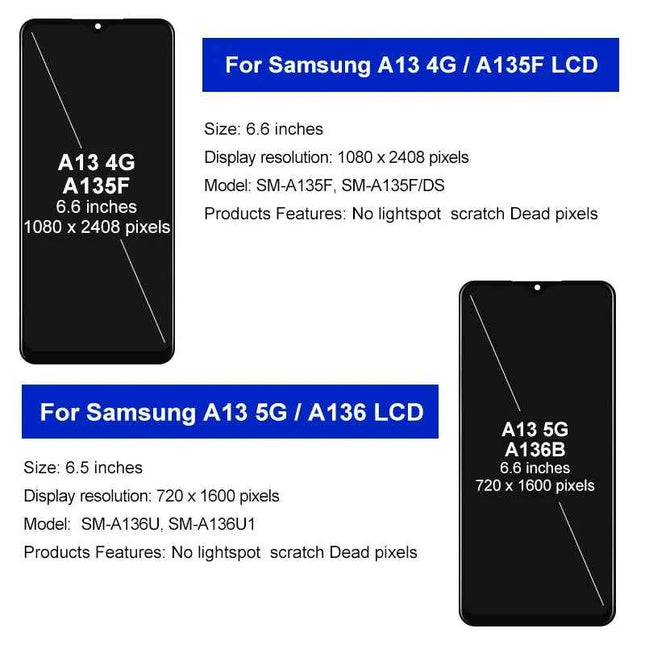IPS For Samsung Galaxy A13 4G LCD SM-A135F SM-A135M Display Touch Screen Digitizer Replace For Samsung A13 5G Display SM-A136U