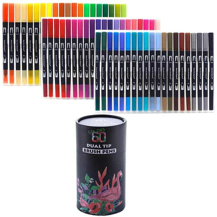 Set Pennarelli Manga Dual Tip 12/24/36/120 Colori Acquerello Fineliner per Calligrafia e Arte