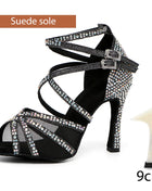 DKZSYIM Women's Latin Dance Shoes with Rhinestones - Salsa and Ballroom