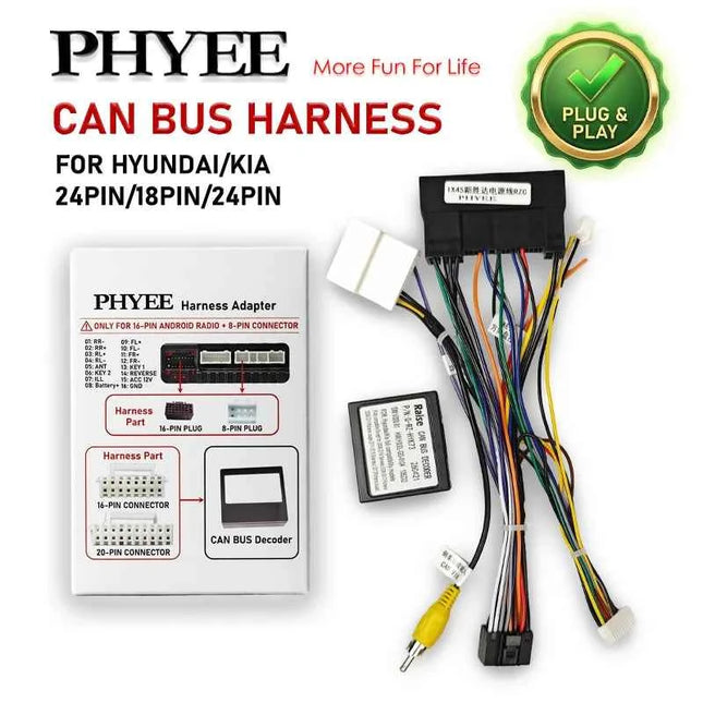 Decoder CAN Bus 24Pin/18Pin/24Pin per Hyundai Tucson Elantra Kia Sportage Ceed, SWC, Plug & Play, Adattatore Android 16-Pin