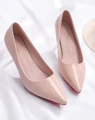 White Nude Pointed Toe Patent Leather High Heels Sexy Red Sole Party Prom Girl Pumps Minimalist Shallow Mouth Work Single Shoes