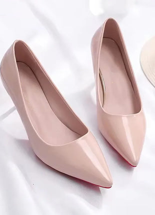 White Nude Pointed Toe Patent Leather High Heels Sexy Red Sole Party Prom Girl Pumps Minimalist Shallow Mouth Work Single Shoes
