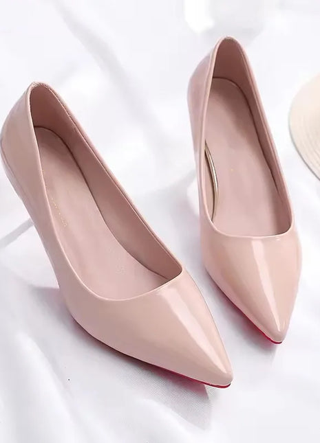 White Nude Pointed Toe Patent Leather High Heels Sexy Red Sole Party Prom Girl Pumps Minimalist Shallow Mouth Work Single Shoes