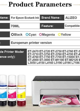 544 103 104 522 Dye Ink For Epson Ecotank with L3250 L4150 L1110 2750 L3100 4700 4750 ET-2400 ET-2720 Printer Compatible Desktop