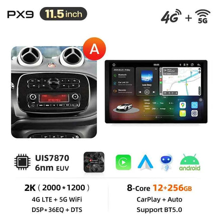 Junsun 8 Core Wireless CarPlay Android Auto Car Radio For Mercedes Benz Smart 453 Fortwo 2014-2020 4G WiFi GPS Navigation Stereo