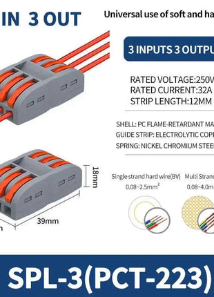 1 In Multiple Out Push-in Electrical Wire Connector Terminal Block Universal Fast Wiring Cable Connectors For Cable Connection