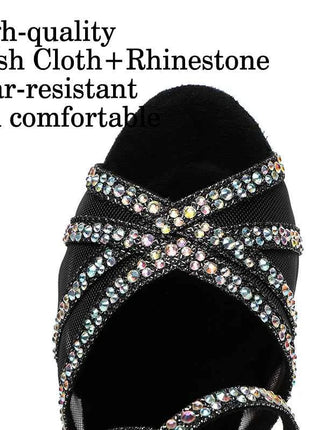 DKZSYIM Scarpe da ballo latino da donna con strass Scarpe da ballo per ragazza salsa latina Scarpe da ballo da sala da ballo nere lucide per ragazze e signore