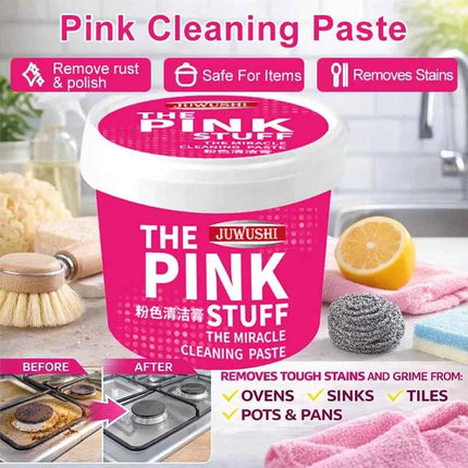 JMY Pink Cleaning Paste Multi-functional Stain Remover Degreaser for Kitchen Cookware Oven Home Cleaning Supplies Safe Effective