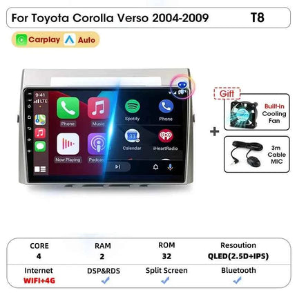 Srnubi Android Car Radio for Toyota Corolla Verso 2004-2009 Carplay Android auto 2Din Multimedia Player Autoradio Navigatore GPS