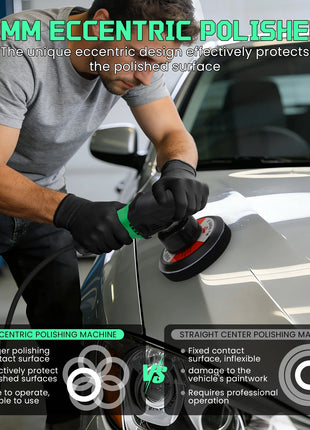 Lucidatrice per auto da 900W, 6 velocità 6500 giri/min, orbitale, con impugnatura a D e impugnatura laterale, per lucidatura, levigatura e sandatura
