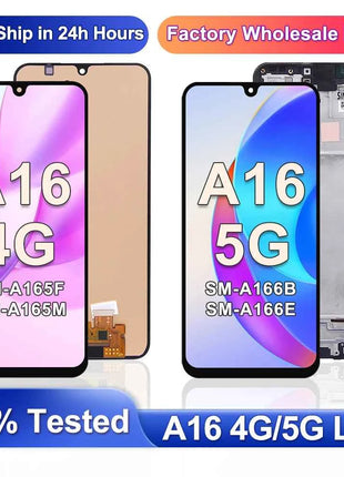 AMOLED A16 Display For Samsung A16 4G A165F LCD Display Touch Screen Digitizer For Samsung A16 5G A166 SM-A166B LCD 100% Test