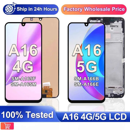 AMOLED A16 Display For Samsung A16 4G A165F LCD Display Touch Screen Digitizer For Samsung A16 5G A166 SM-A166B LCD 100% Test