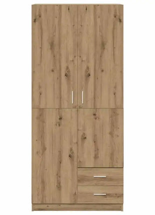 Armadio in rovere artigianale 80x52x180 cm in legno ingegnerizzato, armadio autoportante con vani contenitori, finitura rovere artigianale