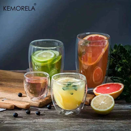 2/4/6Pc Double Wall High Borosilicate Glass Mug Heat Resistant Tea Milk Juice Coffee Water Cup Bar Drinkware Gift Creativity Set