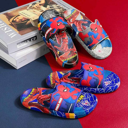 Pantofole per bambini per bambini Cartoon Anime Sandali open toe con motivo supereroe per diapositive per ragazzi e ragazze
