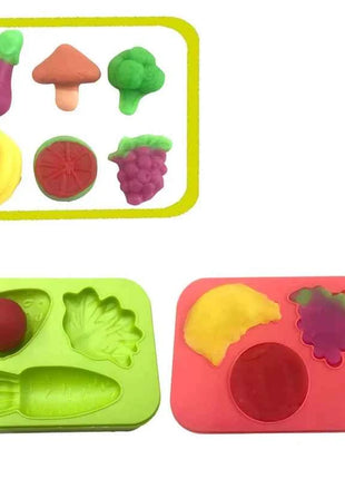 Stampi per pasta da gioco per alimenti per bambini Plastica Frutta Verdura Gnocco Stampo per noodle Coltello Forchetta Ciotola Piatto Accessori per plastilina Giocattoli