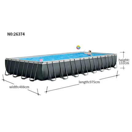 Piscina Rettangolare Intex 26374 Ultra XTR con Telaio in Acciaio, 32 Piedi, Grande Piscina Resistente per Esterni, Giardino, Famiglia