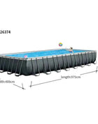 INTEX 26374 9,75 * 4,88 * 1,32 m Piscina rettangolare in acciaio con cornice divertente per la famiglia e accessori inclusi per l'aspirazione della famiglia