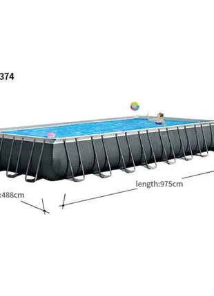 INTEX 26374 9,75 * 4,88 * 1,32 m Piscina rettangolare in acciaio con cornice divertente per la famiglia e accessori inclusi per l'aspirazione della famiglia