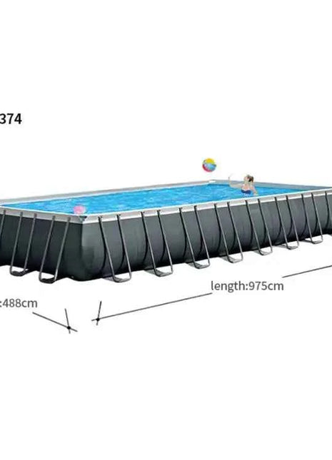 INTEX 26374 9,75 * 4,88 * 1,32 m Piscina rettangolare in acciaio con cornice divertente per la famiglia e accessori inclusi per l'aspirazione della famiglia