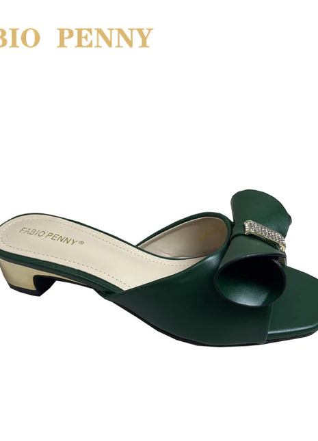 FABIO PENNY nuovo design con fiocco tinta unita elegante pantofole da donna con tacco basso e sandali con tacco medio per cena