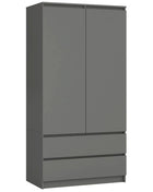 AKORD S90 Armadio Grigio Grafite 90 cm 2 Ante 2 Cassetti Colore Grigio Grafite Opaco 4 Ripiani 90x51x180 cm