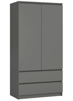 AKORD S90 Armadio Grigio Grafite 90 cm 2 Ante 2 Cassetti Colore Grigio Grafite Opaco 4 Ripiani 90x51x180 cm