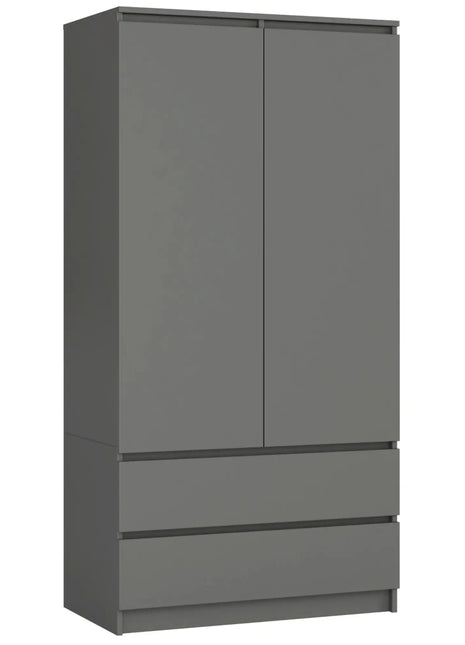 AKORD S90 Armadio Grigio Grafite 90 cm 2 Ante 2 Cassetti Colore Grigio Grafite Opaco 4 Ripiani 90x51x180 cm