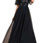 European and American Wine Red Evening Gown with Round Neck Flared Sleeves and Mesh Long Dress for Wedding 2026new Wedding Dress