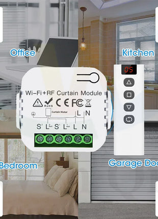 Modulo interruttore per tende Smart WiFi RF Wireless 433 MHz 5 in 1 telecomando, 110 V 220 V 240 V per garage con tapparella Tuya Alexa