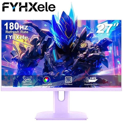 FYHXele 27"2K Borderless Gaming office displays Freesync 180HZ IPS Response time 1ms VESA Low Blue Light&Flicker-Free Monitor