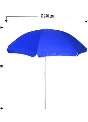 Ombrellone da Spiaggia con Diametro da 240 cm ed 8 Stecche in Fibra Vetro - Ombrello Mare con Sacca Tracolla - BLU