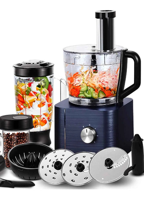 1300W Multi-Task Food Processor 3.5L Kneading 1.5L Blender Citrus Juicer 11 Professional Accessories Grinding/Chopping/Slicing