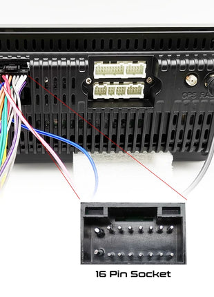 Radio wiring, 16 pin to 17 pin connector, Android adapter cable, for Honda Civic 8, CRV 3, Mitsubishi Lancer Outlander
