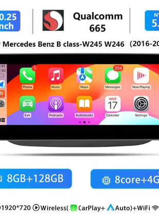 10.25"Wireless Carplay Snapdragon 665 Android 14 Car Radio For Mercedes-benz W246 2011-2018 Multimedia Stereo GPS Navi Screen 4G