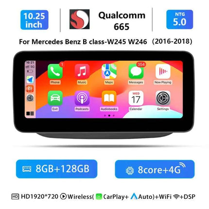 10.25"Wireless Carplay Snapdragon 665 Android 14 Car Radio For Mercedes-benz W246 2011-2018 Multimedia Stereo GPS Navi Screen 4G