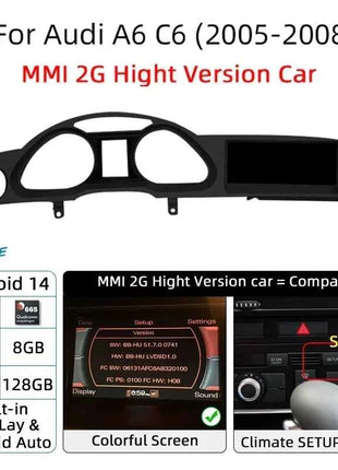 Android 14 Auto Radio CarPlay For Audi A6 C6 4f  For Audi Q7 4L 2005-2015 MMI 2G 3G GPS Car Multimedia Player Navi Stereo DSP