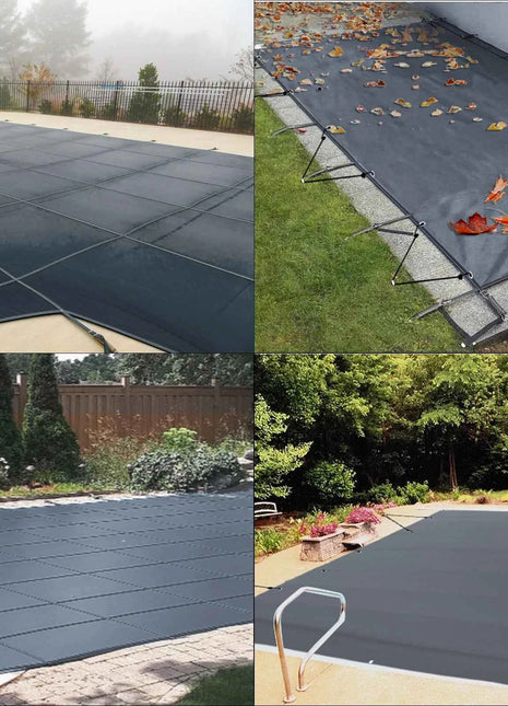 VEVOR Copertura di Sicurezza per Piscina in Carbone da 4x8M, Telo di Copertura per Piscina Rettangolare in Polipropilene, Coperchio Rettangolare di Piscina Interrata per Casa Giardino Hotel Ingegneria